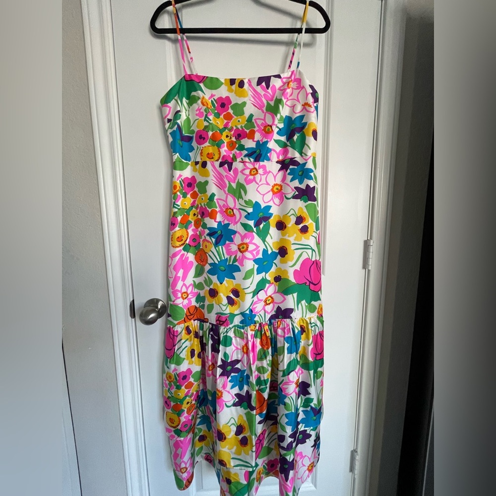 J Crew Tiered silk twill dress